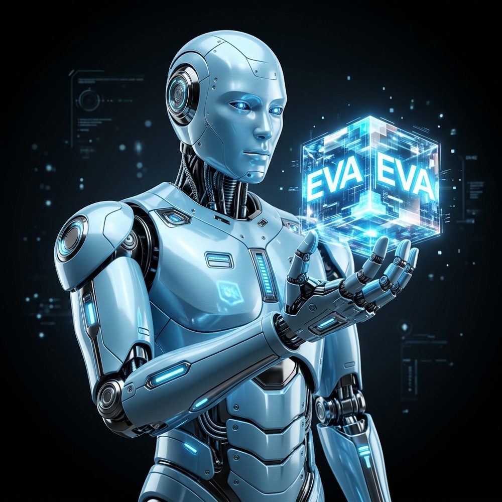 EVA AI robot presenting the EVA data cube